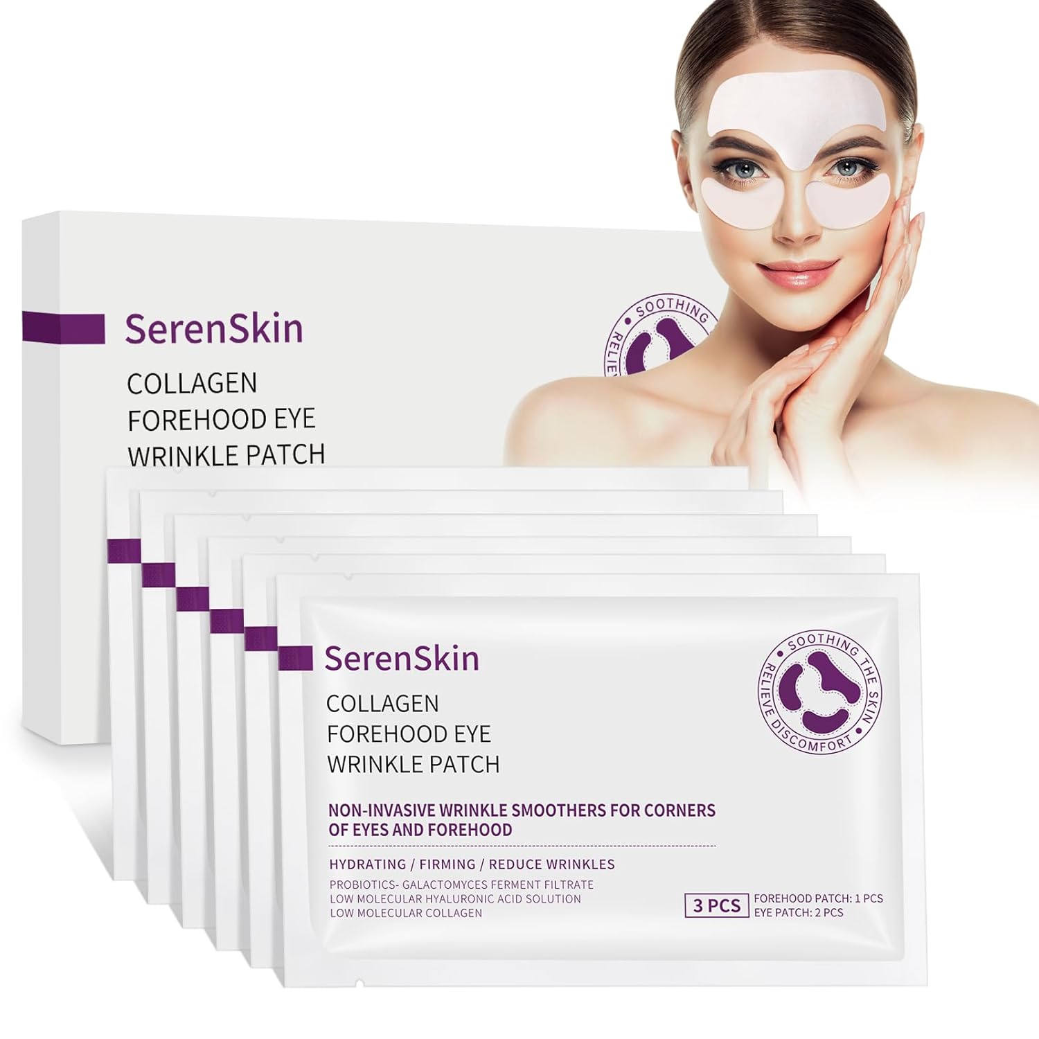 Forehead Wrinkle Patches & Under Eye Patches with Collagen, Anti Wrinkle Patches for Reduce forehead Lines, Facial Wrinkles Treatment Remover Women Eye Patches for Puffy Eyes and Dark Circles, 18 pcs