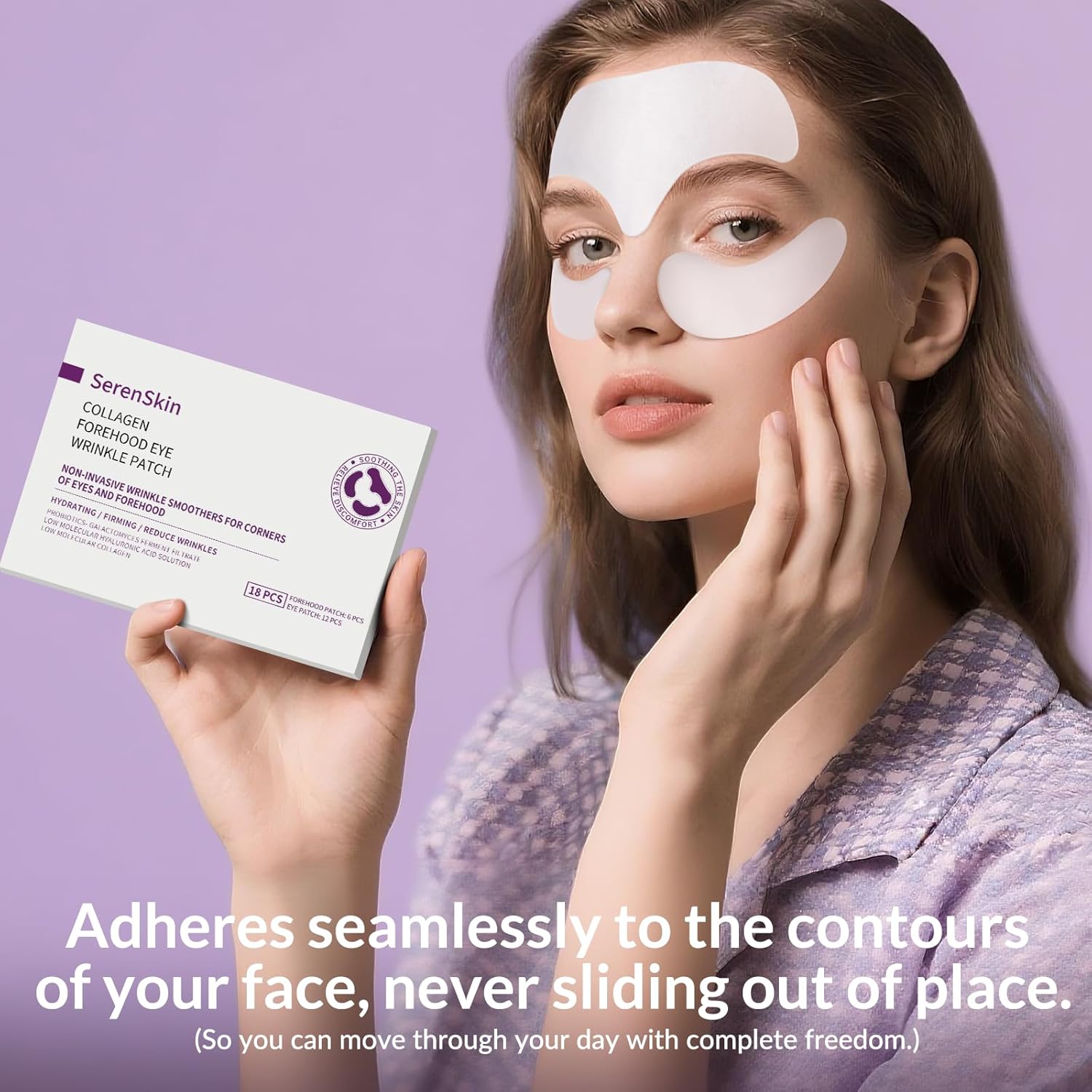 Forehead Wrinkle Patches & Under Eye Patches with Collagen, Anti Wrinkle Patches for Reduce forehead Lines, Facial Wrinkles Treatment Remover Women Eye Patches for Puffy Eyes and Dark Circles, 18 pcs